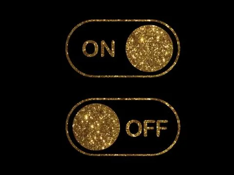 Vector golden flat icon On and Off Toggle switch button Illustrazione stock