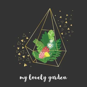 Vector golden florarium Stock Illustration