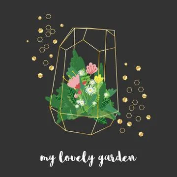 Vector golden florarium Stock Illustration