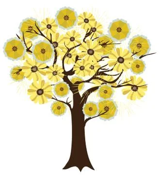 Vector Golden Flowers Tree Stock Illustration