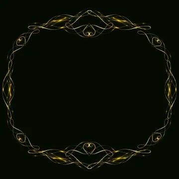 Vector golden frame with hearts effects of light. Preparation for postcard Ch Illustrazione stock