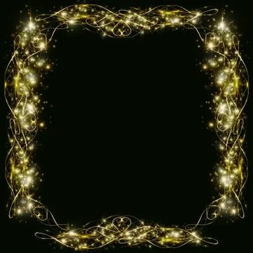 Vector golden frame with hearts effects of light. Preparation for postcard Ch Stock-Illustration