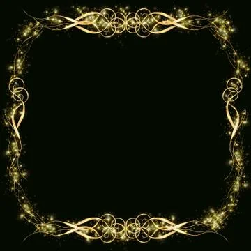 Vector golden frame with hearts effects of light. Preparation for postcard Ch Stock-Illustration