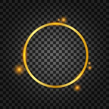 Vector golden frame with lights effects. Rectangle banner. Glowing magic fram Illustrazione stock