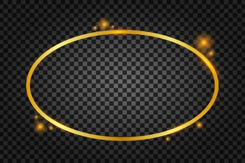 Vector golden frame with lights effects. Rectangle banner. Glowing magic fram 스톡 일러스트