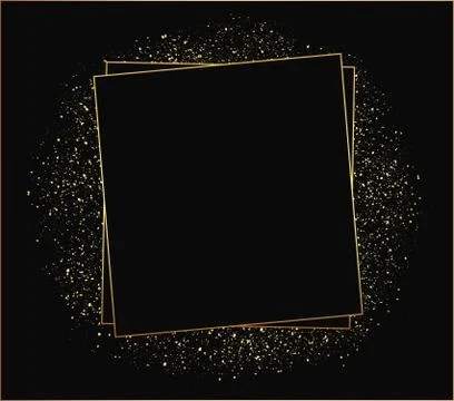 Vector golden frame with lights effects. Shining rectangle banner. Isolated on Stock Illustration