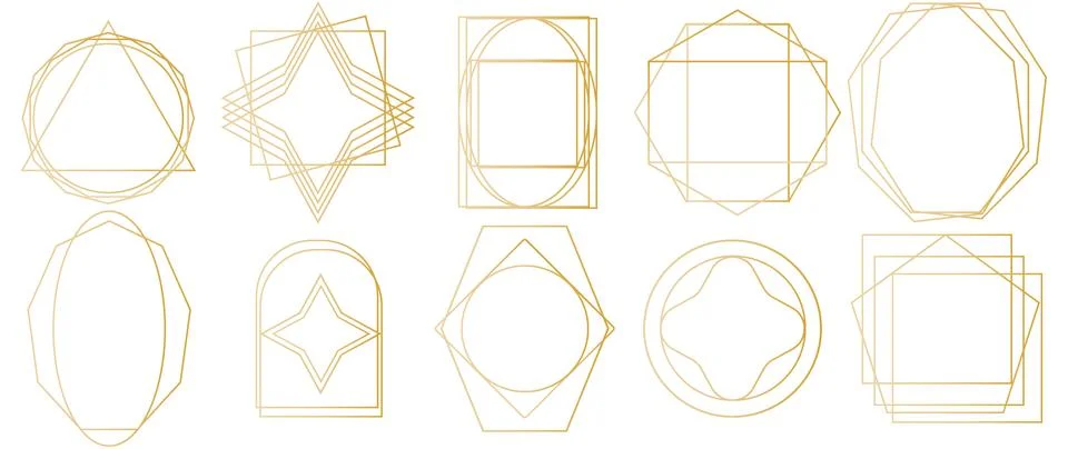 Vector golden geometric frames. Art deco style. Suitable for wedding Illustrazione stock