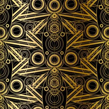 Vector Golden Geometric Gradient Seamless Pattern Design Stock Illustration