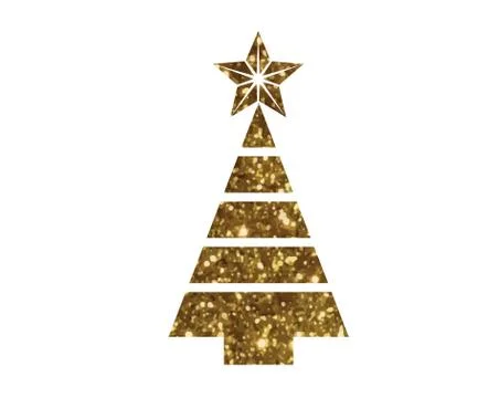 Vector golden glitter Christmas tree flat icon Stock Illustration