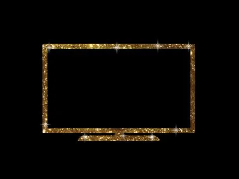 Vector golden glitter of isolated OLED black flat smart wide TV Stock Illustration