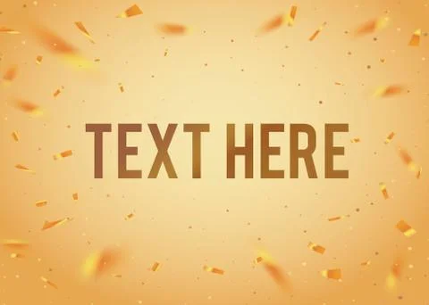 Vector golden gradient party background template with confetti border Stock Illustration