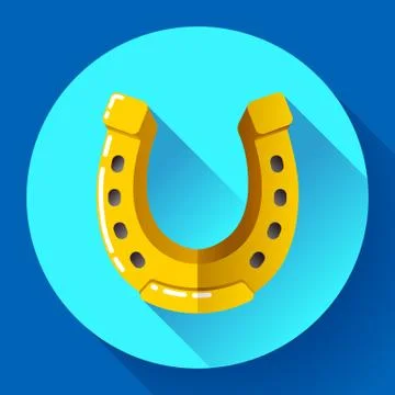 Vector Golden Horseshoe icon. Flat design style. Illustrazione stock