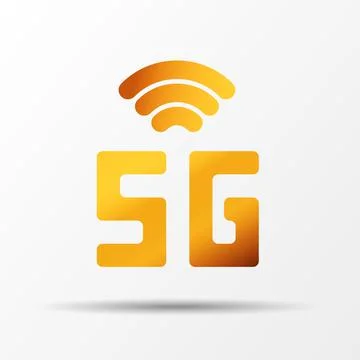 Vector golden icon network sign 5G. 5g internet technology symbol in minimalism イラスト素材