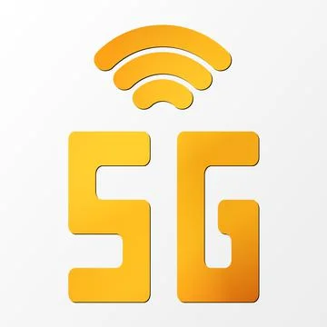 Vector golden icon network sign 5G. 5g internet technology symbol in minimalism Illustrazione stock