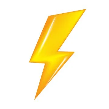 Vector golden lightning bolt isolated on white background. Super speed hero sign Stock Illustration