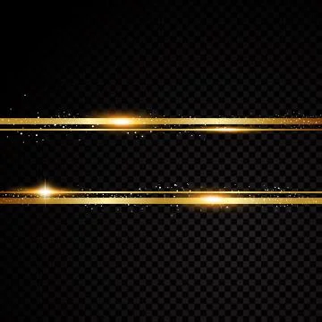 Vector golden line banner. Isolated on black transparent background. Vector Stock Illustration