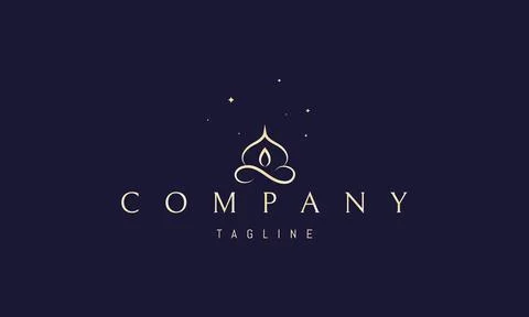 Vector golden logo with an abstract image of a candle under a dome with an Stock Illustration