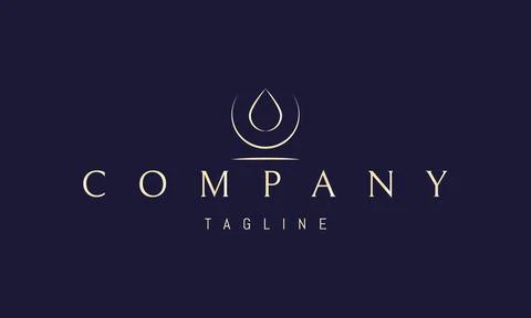 A vector golden logo with an abstract image of a drop in the center of a ring in Stock Illustration