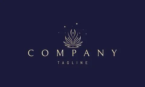 A vector golden logo with an abstract image of a female silhouette against a Stock Illustration