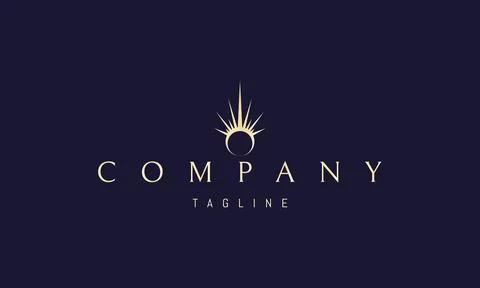 A vector golden logo with an abstract image of a shining ring. Stock Illustration