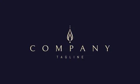 A vector golden logo with an abstract image of a drop in the form of a leaf. Stock Illustration