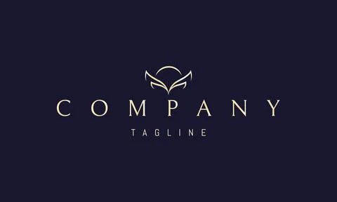 A vector golden logo with an abstract image of leaves in the form of wings Stock Illustration