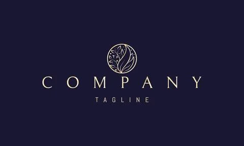 Vector golden logo with an abstract image of foliage in a ball. Stock Illustration
