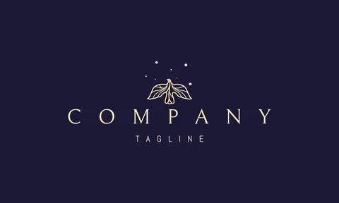Vector golden logo with an abstract image of a bird on a background of stars in Stock Illustration