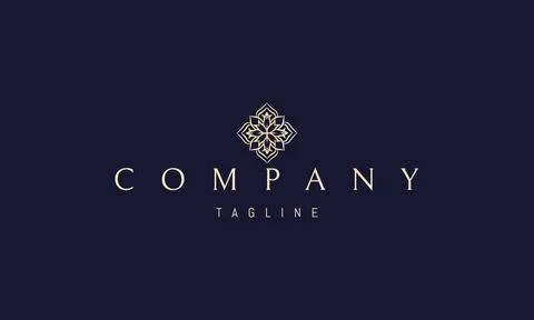 A vector golden logo with an abstract image of an oriental diamond shaped Stock Illustration