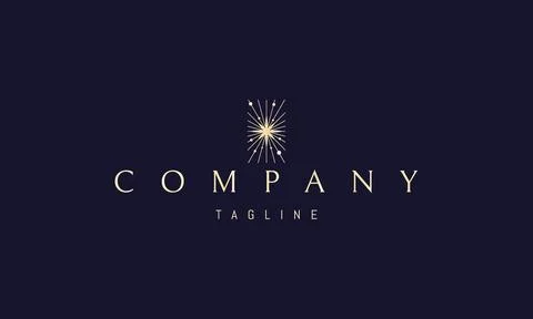 A vector golden logo with an abstract image of a big bang in the form of a Stock Illustration