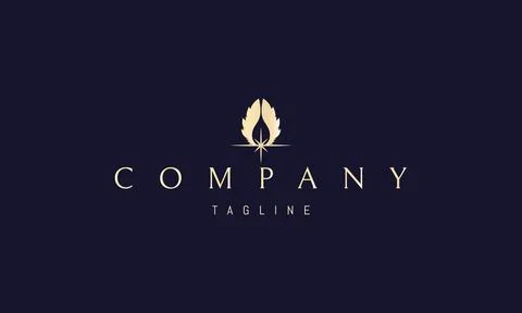 A vector golden logo with an abstract image of a shining star on the horizon Stock Illustration