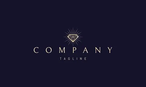 Vector golden logo with an abstract image of a shining diamond. Stock Illustration