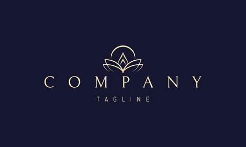 Vector golden logo with an abstract image of a candle in the form of a flower Stock Illustration