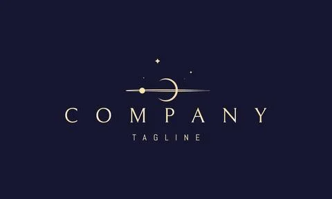 Vector golden logo with an abstract image of a planet with an orbit against the Stock Illustration