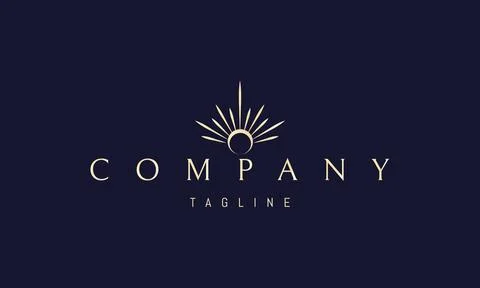 Vector golden logo with an abstract image of a ring shining like the sun. Stock Illustration