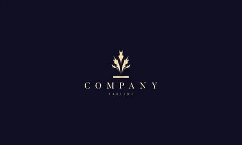 Vector golden logo on which abstract image of hemp leaves. Stock Illustration