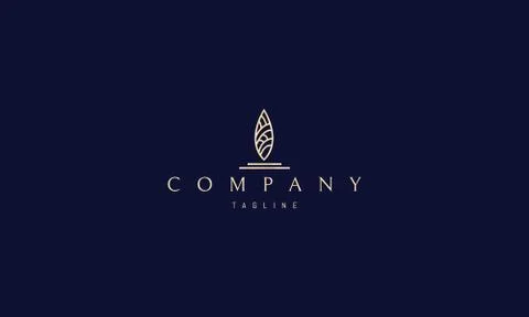 Vector golden logo on which an abstract image of a leaf. Stock Illustration