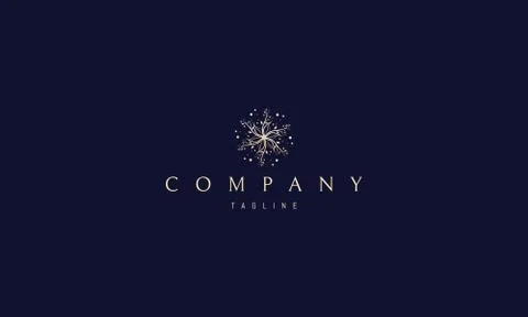 Vector golden logo on which an abstract image of a flower in the form of a star. Stock Illustration