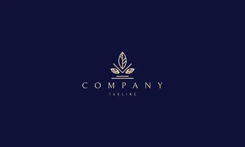 Vector golden logo on which abstract elegant image of three leaves. Stock Illustration