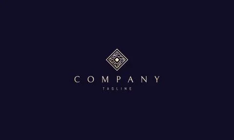 Vector golden logo on which an abstract image of a rhombus with a pattern. Stock Illustration