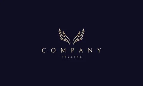 Vector golden logo on which an abstract image of wings that also look like hop Stock Illustration