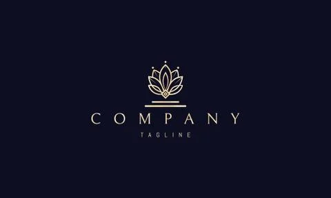 Vector golden logo on which abstract image of lotus flower petals. Stock Illustration