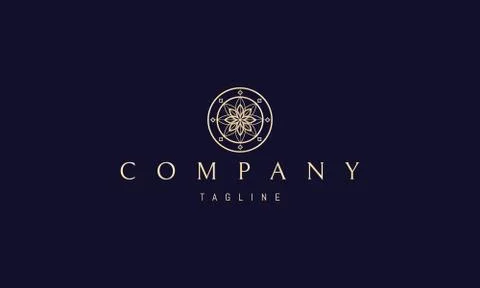 Vector golden logo on which an abstract image of a casino chip in the form of an Illustrazione stock