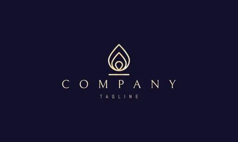 Vector golden logo on which an abstract image of a drop of water in a linear Stock Illustration