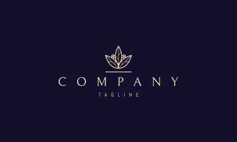 Vector golden logo on which an abstract elegant image of a plant with berries Stock Illustration