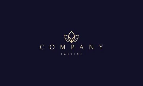 Vector golden logo on which an abstract image of a flower with three petals. Stock Illustration
