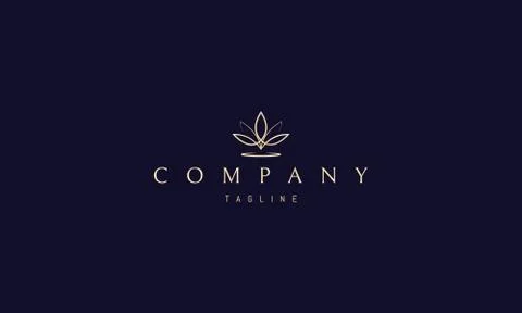 Vector golden logo on which an abstract image of cannabis leaves in the form of Stock Illustration