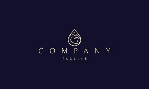 Vector golden logo on which an abstract image of a silhouette of a drop inside Stock Illustration