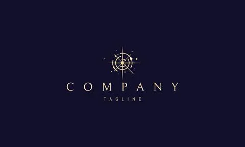 Vector golden logo on which an abstract image of a space compass. Stock Illustration