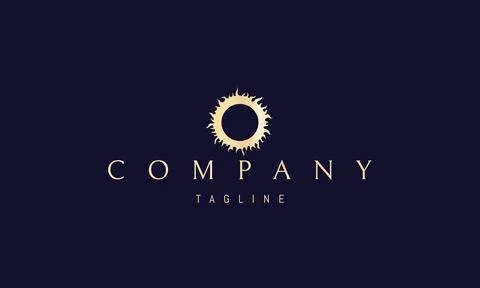 Vector golden logo on which an abstract image of a solar eclipse. Stock Illustration